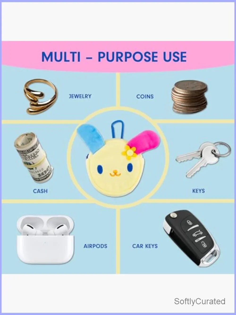 Plush Earbud Pouch Keychain Bag Charm Sanrio Coin Purse